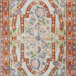 Kashmir Designs - Floral 2ftx3ft Decorative Coral Accent Wall Hanging Tapestry Rug Carpet Art Silk - This floral accent wall hanging/tapestry/rug is hand embroidered by the finest artisans in fine chain stitch embroidery work. These beautiful hand embroidered products can be used to decorate the walls of your homes or to spice up the decor.