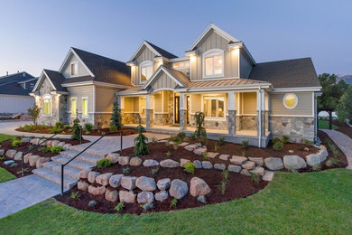 Large country two-story concrete fiberboard exterior home idea in Salt Lake City
