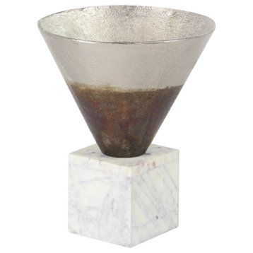 Rustic 13"x10" Funnel Pot Ombre On A Stone Base