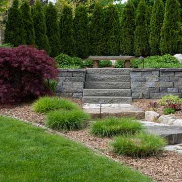 concrete blocks stairs and wall