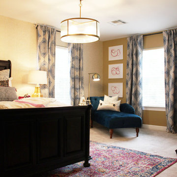 Pink and Blue Transitional Bedroom