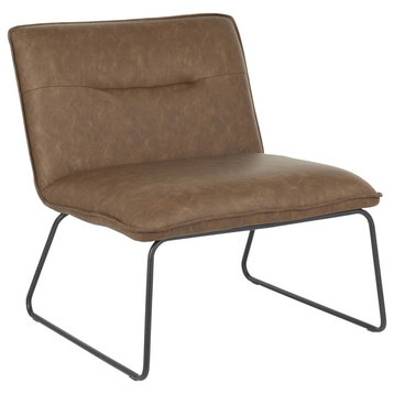Casper Accent Chair, Black Metal, Espresso PU