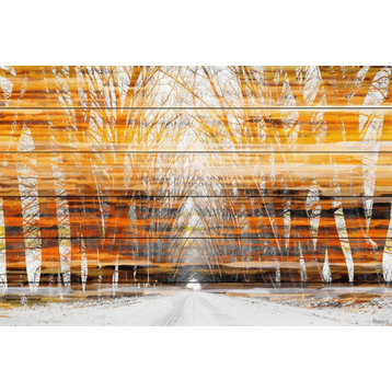 "Orange Striped Sky" Print on White Wood, 36"x24"