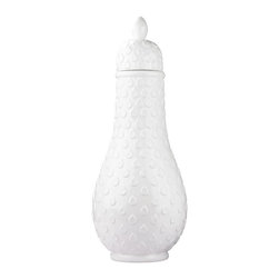 26 in. Ceramic Decorative Jar in White - Decorative Jars And Urns