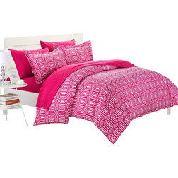 Traditional Duvet Covers And Duvet Sets Tina Fuchsia King 3-Piece Duvet Cover And Pillow Shams Set