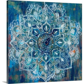 "Mandala in Blue II" Wrapped Canvas Art Print, 24"x24"x1.5"