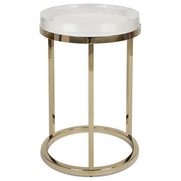 Dendros Live Edge Mimic Round Side Table, Gold & Acrylic