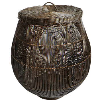 Large Coffee Stained Rattan Basket