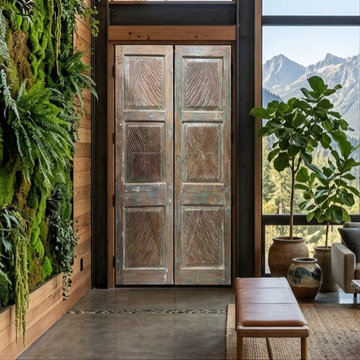 Carved Sliding Barn Doors, Statement Feature Wall