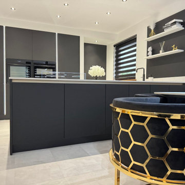 Black and White Handleless Kitchen in Fraserburgh