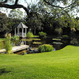 サンタバーバラのトラディショナルスタイルのおしゃれな裏庭 (池) の写真