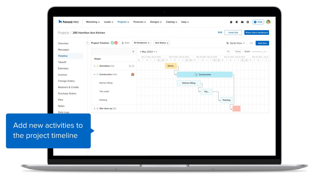 Introducing Houzz Pro Timelines