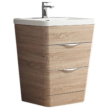 Fresca Milano 26" Bathroom Cabinet With Integrated Sink, White Oak