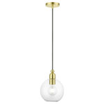 Livex Lighting - Downtown 1 Light Satin Brass Sphere Pendant - Bring a refined lighting style to your interior with this downtown collection single light pendant. Shown in a satin brass finish with clear sphere glass.