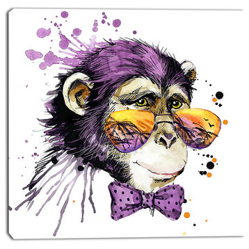 "Cool Monkey", Animal Canvas Artwork, 30"x30"