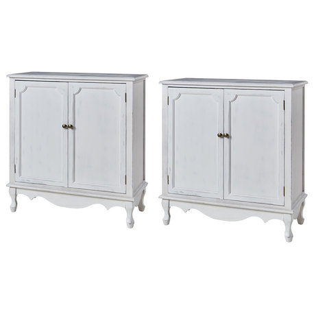 34"Tall-2 Door Accent Cabinet, Set of 2, White