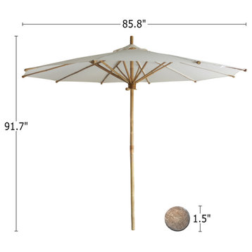 Outdoor Beach Umbrella 7 Foot Sunshade Patio Garden with Bamboo Base, Aqua Blue