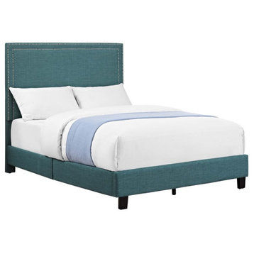 Picket House Furnishings Emery Upholstered Full Panel Bed in Teal