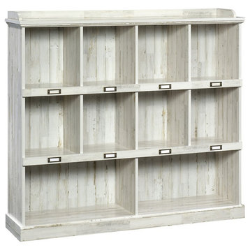 Sauder Barrister Lane Engineered Wood 10-Cube Bookcase in White Plank