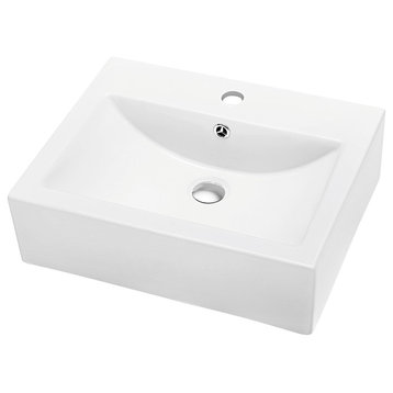 Dawn Vessel Above-Counter Rectangle Ceramic Basin with Single Hole for Faucet