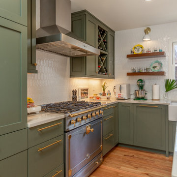 A new kitchen with bold colors and sleek lines