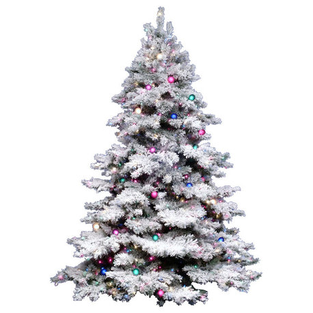 Vickerman Flocked Alaskan Pine Tree, 3', Clear Lights