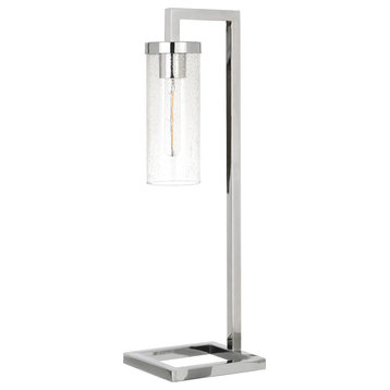 Malva 26 Tall Table Lamp with Glass Shade in Polished Nickel/Seeded