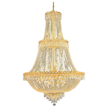 Empire Design 17 Light 30" Gold Chandelier With Clear European Crystals