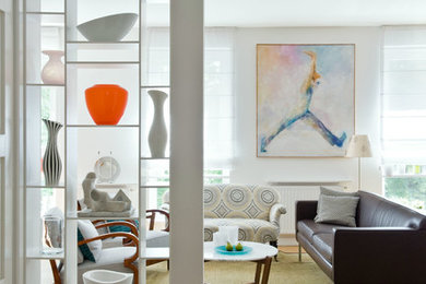 Trendy living room photo in New York