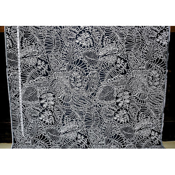 Blue Tropical Jungle Upholstery Fabric Reversible, Standard Cut- 36" Length