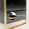 Cylina 2-Drawer Nightstand Minimalist Design in Gold, Black