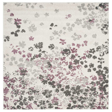 Safavieh Adirondack Adr115L Floral Rug, Ivory/Purple, 4'0"x4'0" Square