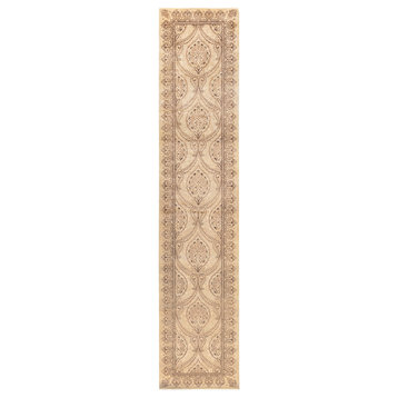 Dutta One-of-a-Kind Hand-Knotted Runner Ivory, 2'7"x12'4"