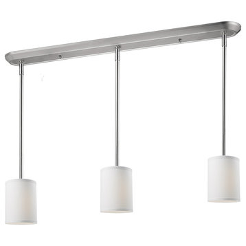 Albion 3-Light Billiard, Brushed Nickel With White Linen Fabric Shade