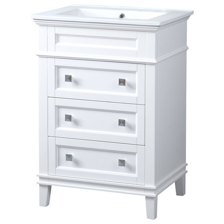 24" Felix Modern Sink Bathroom Vanity, White