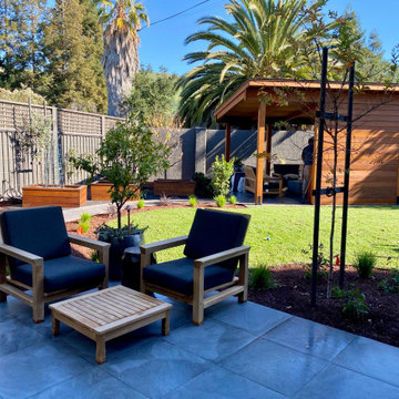 Spa Patio, Vegetable Boxes and Pavillion