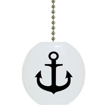 Black Anchor Nautical Solid Ceramic Fan Pull