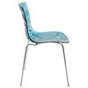 Leisuremod Astor Plastic Dining Chair with Chrome Base, Set of 4, Blue