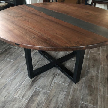 Round Walnut Dining Table