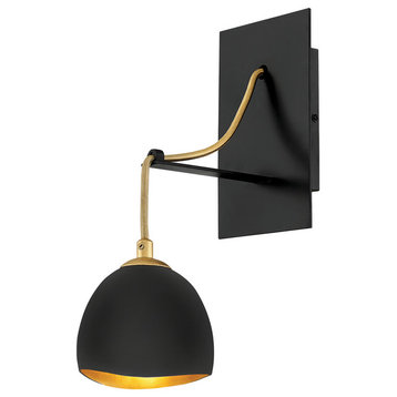 Nula 1-Light Sconce, Shell Black