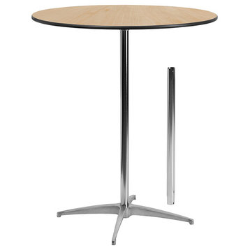 36'' Round Wood Cocktail Table With 30'' and 42'' Columns