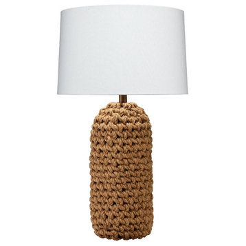 Natural Thick Rope Knot Coastal Cottage Table Lamp 17 in Casual Boho Nautical