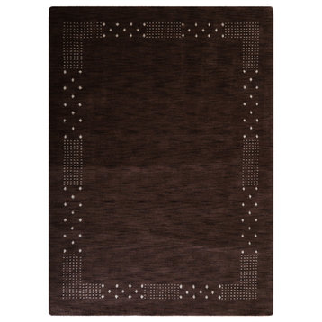Hand Knotted Loom Wool Area Rug Contemporary Brown, [Rectangle] 8'x10'