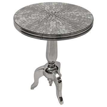 Diana Mirrored Top Round Accent Table