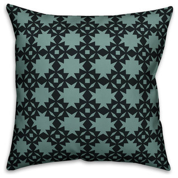 Folk Southwestern Pattern, Blue Throw Pillow, 16"x16"