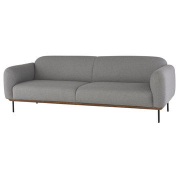 Nuevo Benson Fabric & Metal Triple Seat Sofa in Matte Light Gray/Matte Black