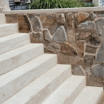 New Front Porch, Stones, Railing and New Stairs