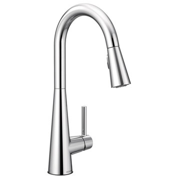Moen 7864 Sleek 1.5 GPM Single Hole Pull Down Kitchen Faucet Includes Escutcheon