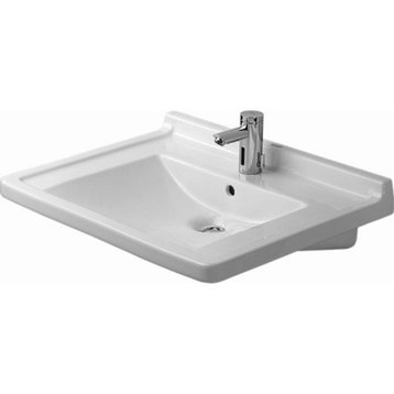 Duravit 0309700030 Starck 3 27 1/2" Wall Mount Bathroom Sink with Overflow and