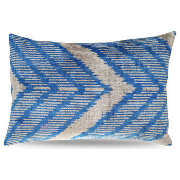 Canvello Blue And White Chevron Pillows For Couch 16"x24"